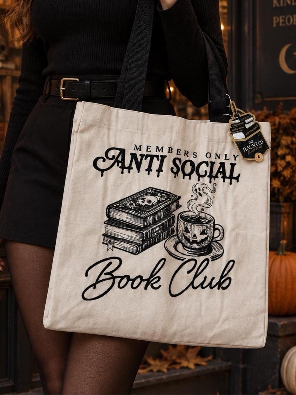 The Haunted Book Club Anti Social Book Club Halloween Tote Bag